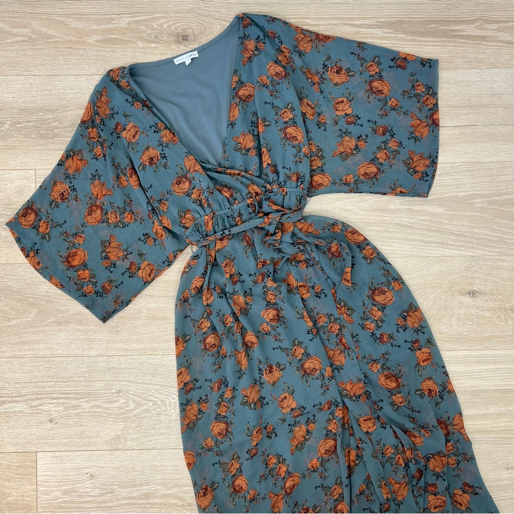 Baltic Born Blue and Orange Floral Maxi Dress